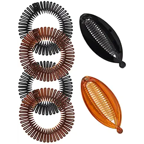 6Pieces bundle of hair clips Stretch Comb headbands Banana Hair Clips Full Circular Stretch Teeth Flexible Hair Comb Headband Hairband Holder for Women Girls (MixColor) Cover