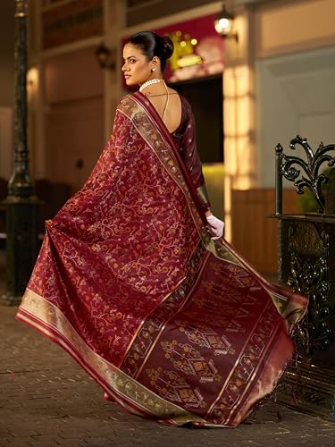Image of SWORNOF Women's kanjivaram banarasi silk saree Zari Woven for festival Wedding silk with rich pallu Design sarees for women with Unstitched blouse piece