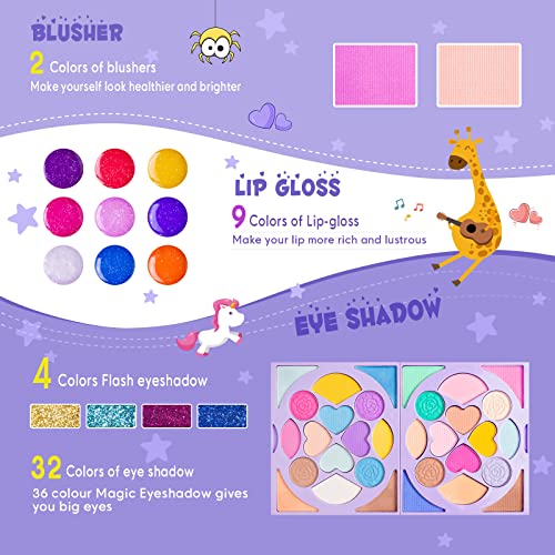 Tomons Kids Makeup Kit For Girl Princess Real Washable Cosmetic Toy Beauty Set With Mirror - Non Toxic, Birthday Toys Gift For 3 4 5 6 7 8 9 10 Years Old Girls #TOP1