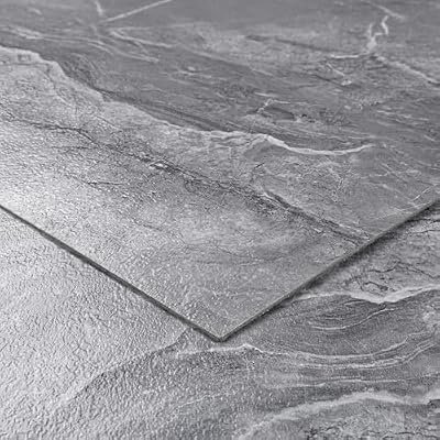 Livelynine Dark Marble Peel and Stick Floor Tile Waterproof Bathroom Floor Tiles Self Adhesive Vinyl Flooring Dark Grey Slate Sticky Laminate Renter Friendly Tile Stickers for Kitchen RV 4-Sheet 12x12