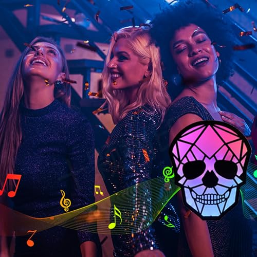 Image of Battery Wall Lamp with RGB Color and Changing APP, Magnetic Cordless Skull Wall Sconces with Music Rhythm, Modern Smart LED Bedside lamp for Bedroom Living Rooms