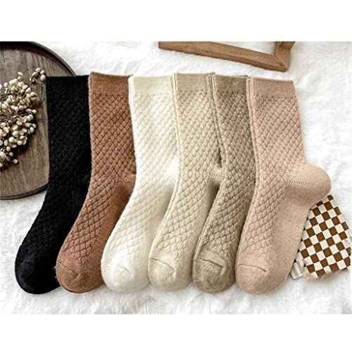 Cxdtbh Comfortable Breathable Autumn Winter Mid Calf Socks Double Needle Plain Yarn Thermal Socks #TOP23