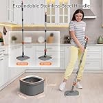 KZKR Spin Mop and Bucket Set with 2 Replaceable Microfiber Mop Pads with Self Separation Dirty and Clean Water System, Self Wringing 360° Rotating Square Mop Head for Hardwood Tile Marble Floors - Image 4