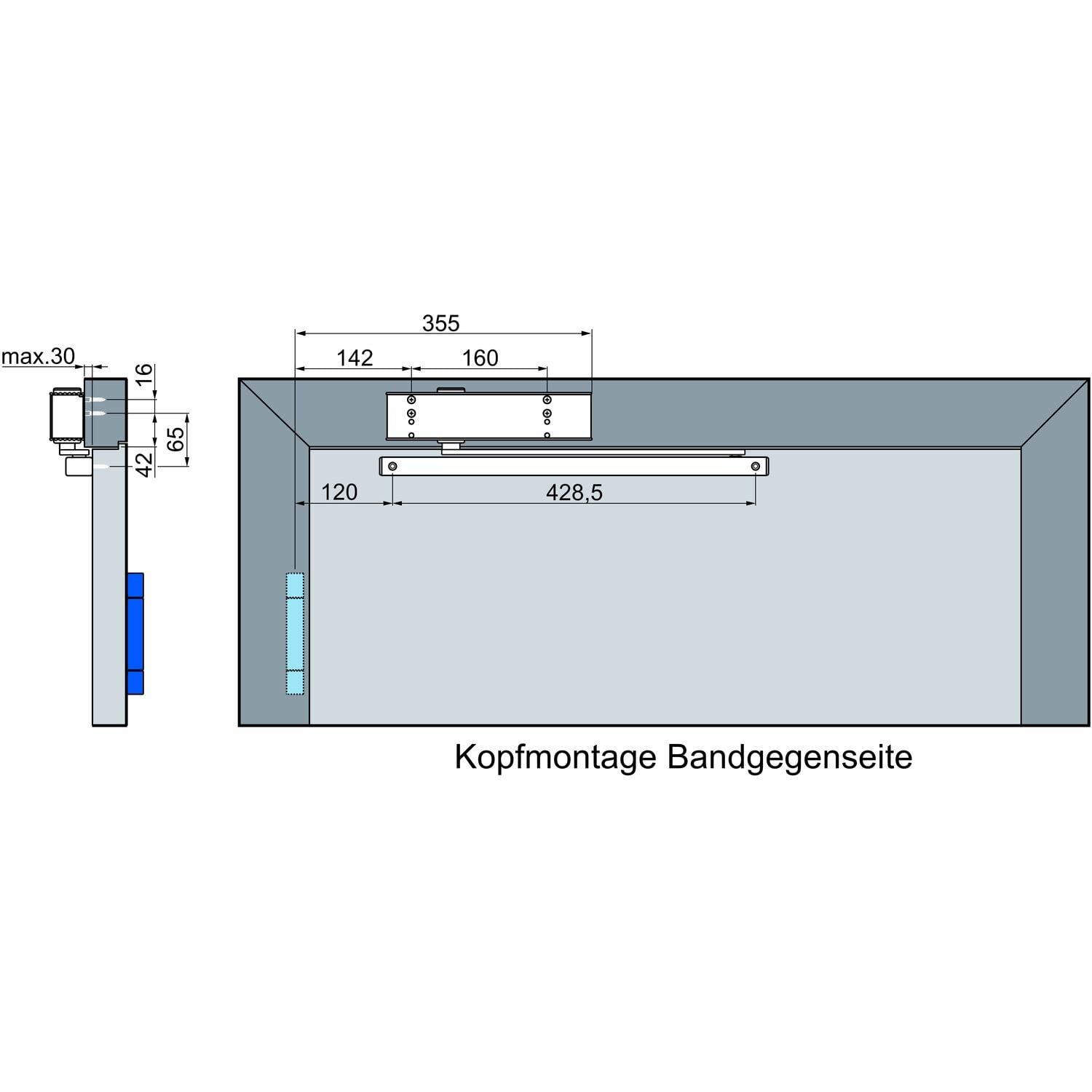 Eco TS 41 Türschließer mit Gleitschienen, EN 1-4 universal, ohne Feststellung, Gleitschienentürschließer stufenlos einstellbar, 1-flügelig bis 1100 mm, silber