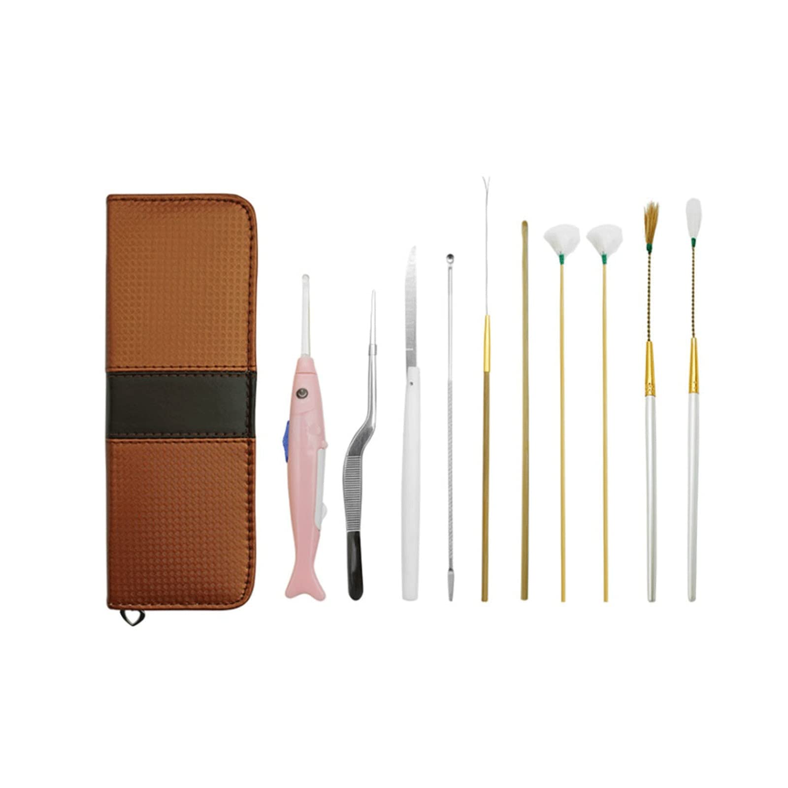 Productos para Eliminar Cerumen, Juego de Herramientas de Limpieza de Cerumen, Cuchara emisora de luz, Pluma de Ganso, Salud para Masaje de