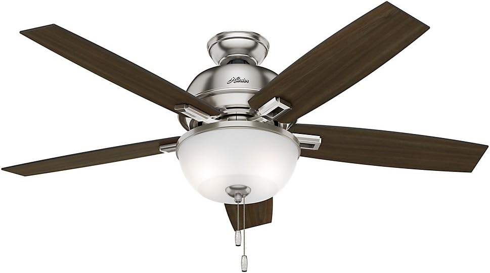 Hunter Donegan Indoor Ceiling Fan with LED Light and Pull Chain Control, 52", Brushed Nickel