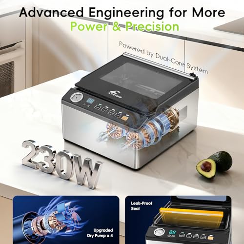 Image of Chamber Vacuum Sealer, 230W Powerful Vacuum Packing Machine with 6.8QT /6.4L Large Chamber and 12-inch Seal Bar for Meats, Soups, Sauces and Liquids, Ideal for Home and Commercial Use