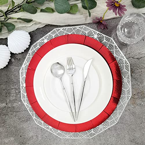 10 Platos Cargadores Desechables Rojos 13 pulgadas miniatura 2
