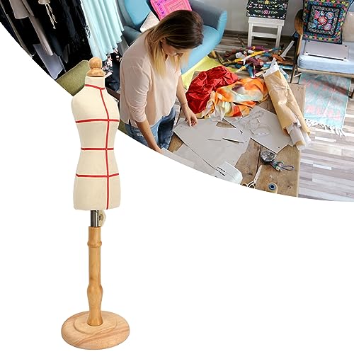 Corpo de Manequim Em Formato de Vestido Ajustável Em Altura Com Base de Madeira, Torso de Manequim F
