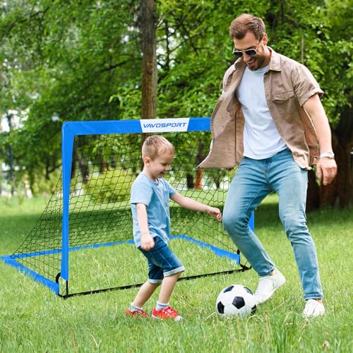 Image of Kids Soccer Goals for Backyard Set - 2 of 4' x 3' Portable Soccer Goal Training Equipment, Pop Up Toddler Soccer Net with Soccer Ball, Soccer Set for Kids and Youth Outdoor Games, Sports, Play