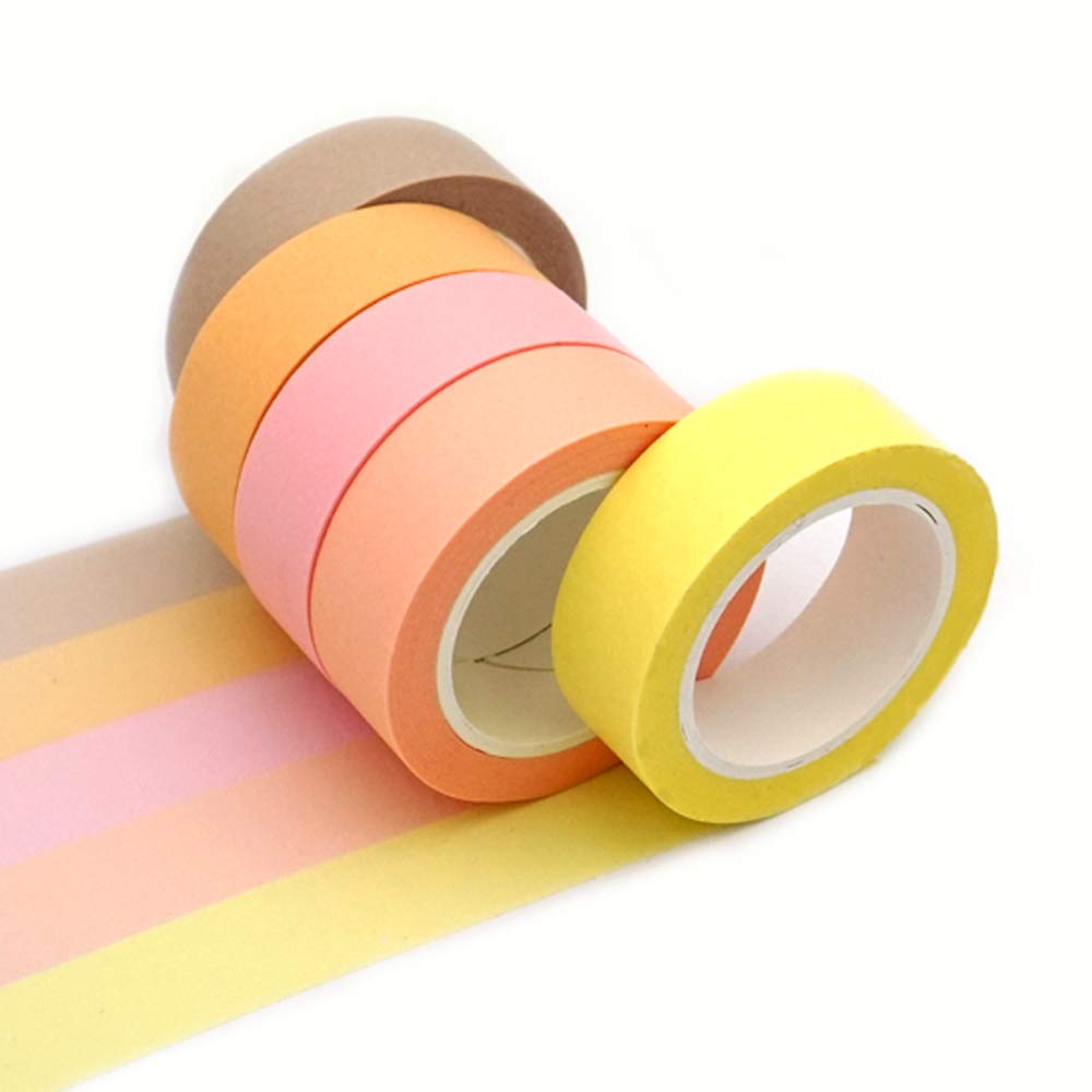 ERCENTURY Washi - Juego de 5 rollos de cinta adhesiva decorativa, para bricolaje, manualidades, álbumes de recortes