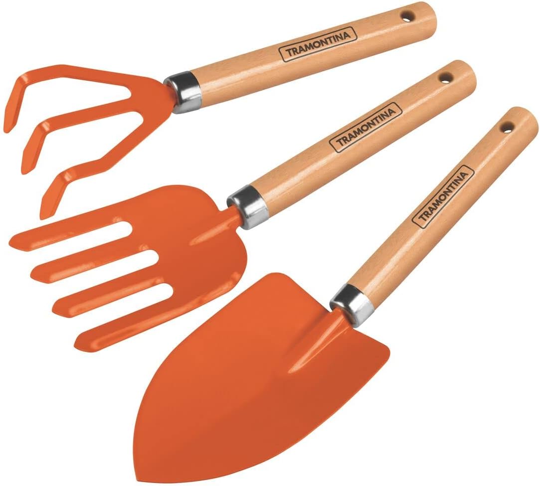 3 Pieces Garden Tool Set with Special Carbon Steel and Wood Handle includes Garden Trowel + 3 Teeth Cultivator + 4 Teeth Garden Fork 78100801