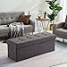 Ornavo Home Foldable Tufted Linen Large Storage Ottoman Bench Foot Rest Stool/Seat - 15