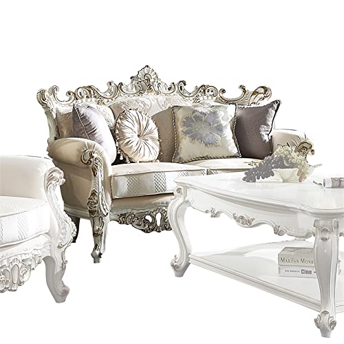 Acme Picardy Ii Loveseat W/4 Pillows - - Fabric & Antique Pearl #TOP2
