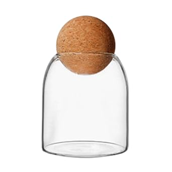Glass Bottle with Ball Cork Kitchen Nuts Airtight Storage Jar 450ml