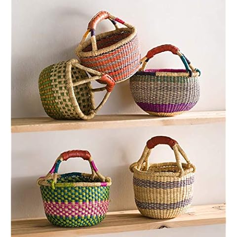 Vivaterra Handcrafted Mini Bolga Basket, 8" L x 8" W x 8" H Cover