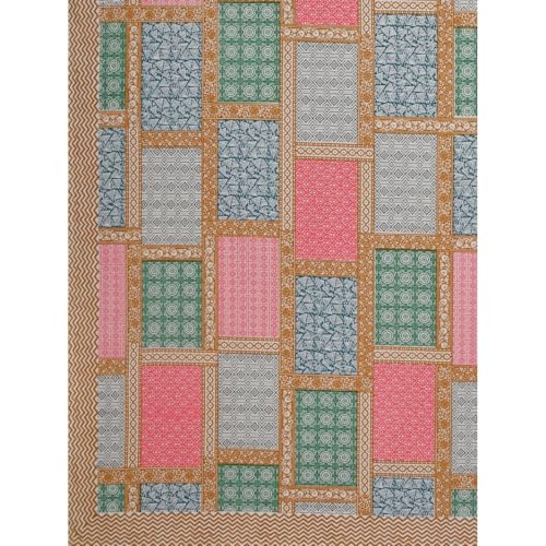 Image of LIVING ROOTS Premium Jaipuri Hand Block Printed 300 TC - King Size Cotton Bedsheet - 90x104 Inches with 2 Matching Pillow Covers | Peacock & Floral Design | Soft, Durable & Colorfast Fabric (222-B)