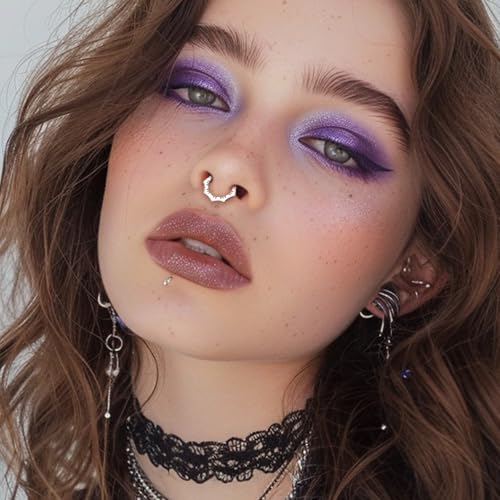 ALACLO Septum Ring, Flower Clicker Cartilage Earrings for Women, 316L Stainless Steel 16G 10mm Tragus Daith Helix Piercing Jewelry, Nose Ring Hoop by ALACLO - Used condition - Image 4
