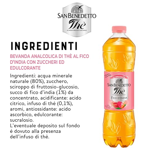 San Benedetto Thè al Fico d'India, 6x1,5 l, il Nuovo Gusto dell'Estate, Gusto Ricco e Naturale in Poche Calorie, Senza Conservanti e Coloranti Artificiali, Tappo Click - Immagine 4
