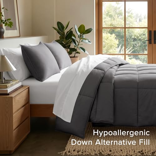 Image of Bare Home Comforter Set - Twin /Twin Extra Long Size - Ultra-Soft - Goose Down Alternative - Premium 1800 Series - All Season Warmth (Twin /Twin XL, Forged Iron Grey)