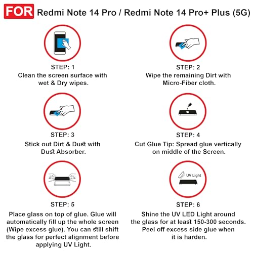 Image of CEDO Redmi Note 14 Pro /Redmi Note 14 Pro+ Plus (5G) UV Tempered Glass | Screen Protector Full HD Quality UV Tempered Glass Edge to Edge Screen Coverage with Easy Installation Kit (Transparent)