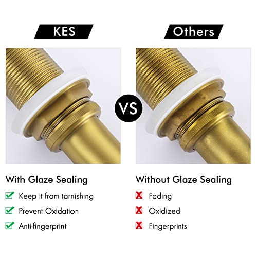 Kes Sink Drain Without Overflow Bathroom Pop Up Drain Assembly Stopper Vessel Sink Brushed Brass, All Metal Rustproof Brass And 304 Stainless Steel, S2008D-Bz #TOP2