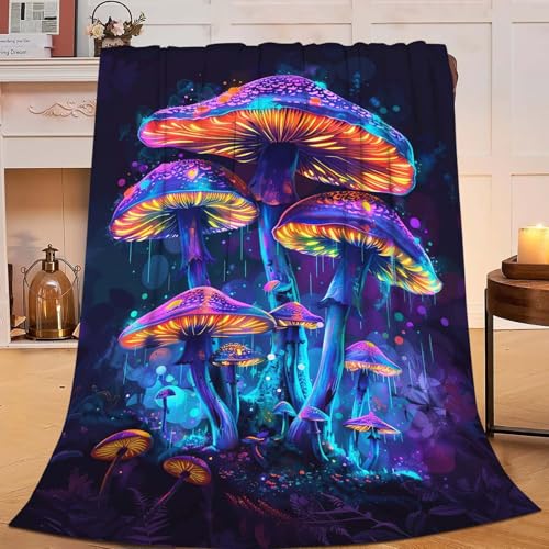 Mushroom Throw Blanket Mushroom Stuff Gifts for Kids Girls Boys Adults Women Man Soft Cozy Warm Plush Fluffy Fuzzy Fleece Blanket Decor 40''X50''