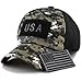 THE HAT DEPOT Low Profile Tactical Operator With USA Flag Patch Buckle Cotton Cap (USA-Black/Charcoal Camo)