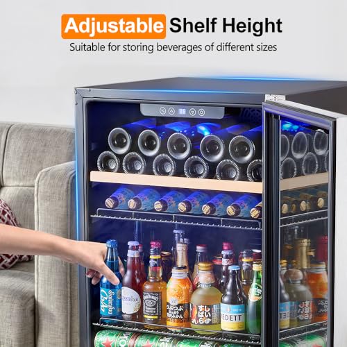 Image of Kalamera Mini Fridge Beverage and Wine Cooler Built-in or Freestanding - 118 Cans & 16 Bottles Capacity Wine Refrigerator Cooler
