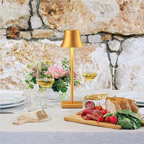 SAKRINGT LED Cordless Table Lamps Rechargeable,5000mAh Battery Operated Table Light,3 Color Stepless Dimming,Portable Small Desk Lamp in Aluminum for Party Patio Restaurant Indoor/Outdoor