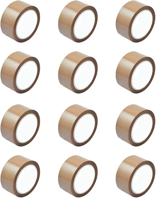 Yesuitme 24 Rolls Packaging Tape Brown Parcel Tape 48mm x 66m Strong Heavy Duty Packing Tape for Regular Use or Moving  Easily Seals Your Parcels and Boxes