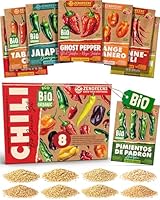 ZenGreens® - Bio Chilisamen im 8er Set - 8 Chili Samen für den einfachen Anbau im Garten, Balkon oder Hochbeet - Pflanzensamen - Saatgut