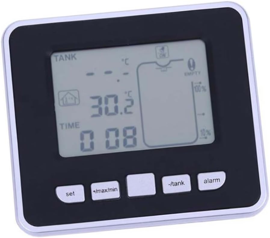 Ultrasonic Level Gauge Wireless Tank Level Meter 0.5m-15m Water Tank Gauge Indoor/outdoor Temp. Display 100m Alarm Wall Mount