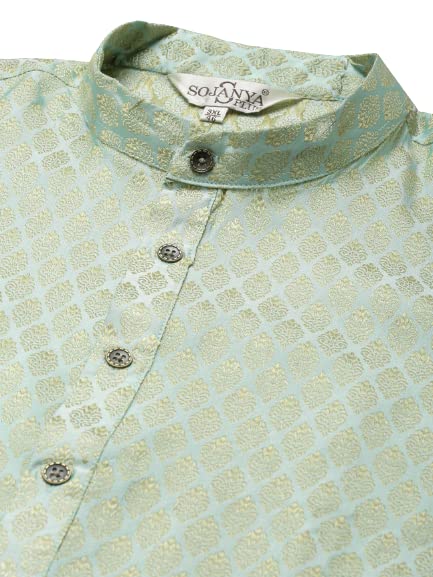 Image of SOJANYA (Since 1958, Men's Silk Blend Grey Kurta Pyjama & Silk Blend Jacket Combo