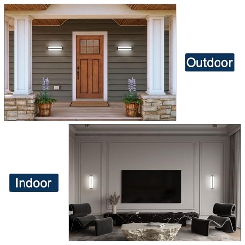 Image of Kawell 24W 2880LM LED Wall Sconce, IP65 Waterproof Up Down Outdoor Wall Light, Modern Hardwired Porch Light Fixture for Patio Living Room Hallway Stair, 6000K