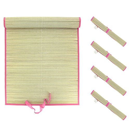 Mojawo 4er Set XL Stranddecke Strandmatte Bastmatte Strohmatte Picknickdecke Matte Decke Strand Liegedecke pink L180xB60cm