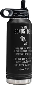 Personalized Bonus/Step Dad Water Bottle (Black)