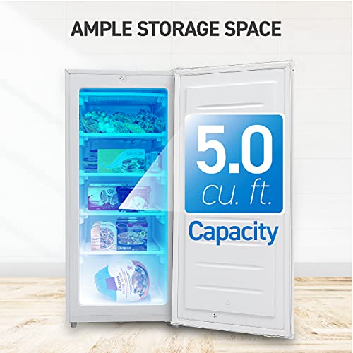 Image of Commercial Cool Upright Freezer, Stand Up Freezer 5 Cu Ft with Reversible Door, White