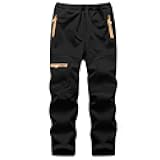 linlon Kids Boy's Snow Waterproof Pants Youth Fleece Lind Hiking Softshell Warm Insulated Trousers