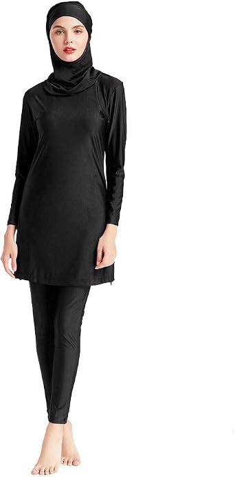 YEESAM Muslim Swimsuits for Women Girls Solid Color Plus Size Full Coverage Swimsuit Islamic Modest Bathing Suits Burkini