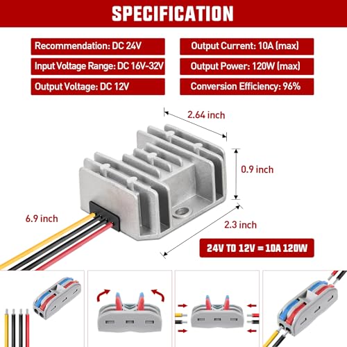 Nilight 24V to 12V Voltage Converter 120W 10A Regulator Step Down to 12VDC Waterproof DC Convert Reducer Power Supply Transformer Module for Golf Cart Scooters Trucks by Nilight - Used condition - Image 2