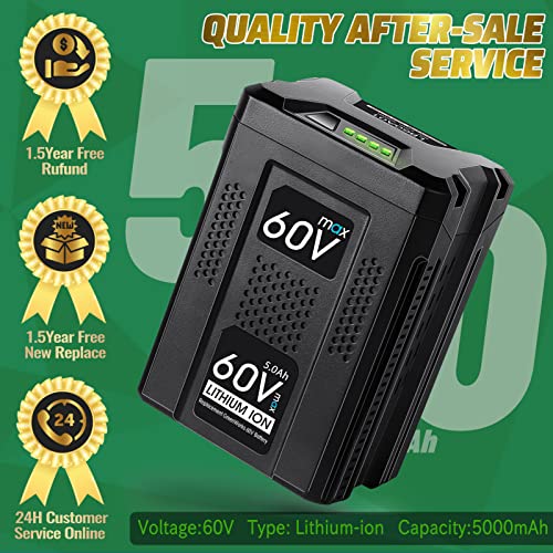 Tenhutt 【Upgrade For Greenworks 60V】 5.0Ah Replacement Battery For Greenworks Pro 60V Max Lithium Ion Battery Lb60A03 Lb60A02 Lb60A00 Cordless Power Toolt Battery(Not For Greenworks 80V/Powerworks) #TOP2