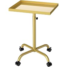 Salon Tray Cart Tattoo Tray Rolling Cart, Service Rolling Tray, Height Adjustable Styling Tray, Storage Tray Trolley for Beauty Salon Clinic Spa Champagne Gold
