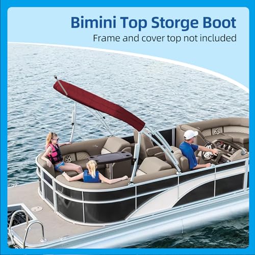 Seapisode 600D Bimini Top Storage Boot, Storage Boat Replacement Cover Waterproof and UV Protection with Light Hole, Suitable for 3-4 Bows Bimini Tops