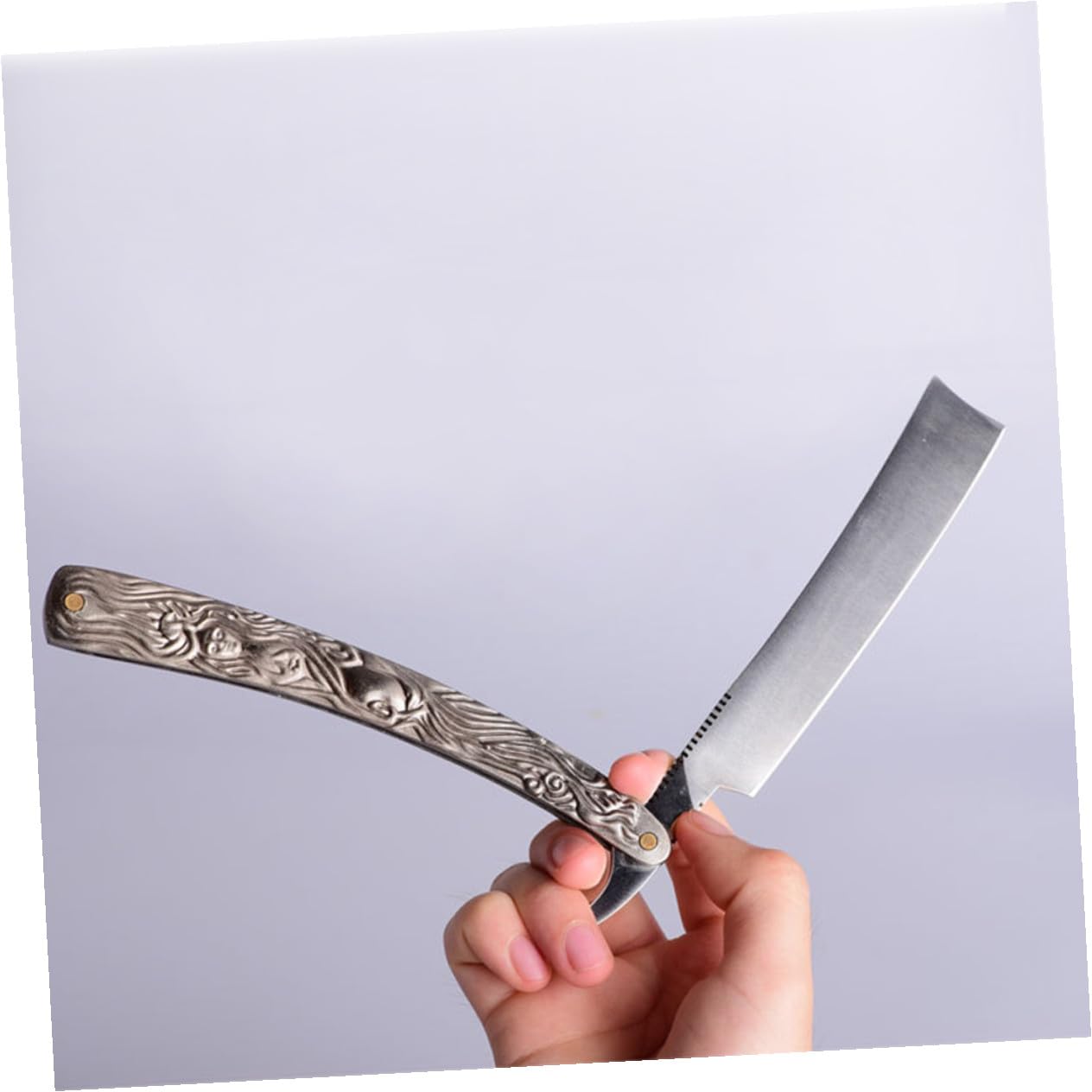 Manual Beard Shaver Old Style Razor Metal Straight Razor Single Blade for Men Facial Hair Shaving and Bald Head Grooming Style