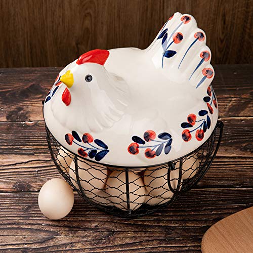 Egg Basket, Chicken Wire Egg Collection Baskets For Gathering Fresh Eggs,Ceramic Fresh Egg Holders Countertop (Berry) #TOP3