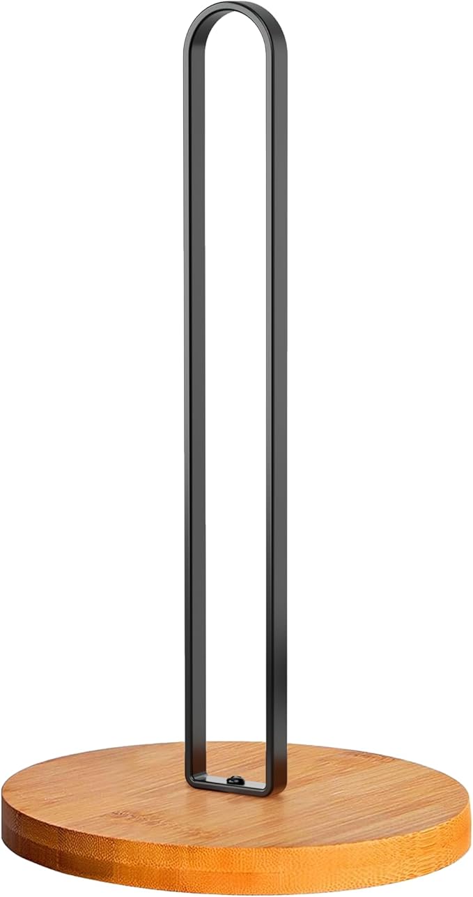 TONLEA Wooden Paper Towel Holder Countertop, Kitchen-Towel-Holder FreeStanding with Non-Slip Base for Bathroom