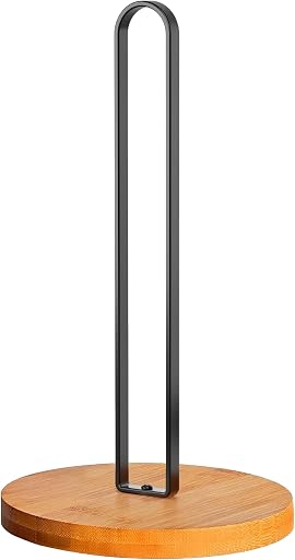 TONLEA Wooden Paper Towel Holder Countertop, Kitchen-Towel-Holder FreeStanding with Non-Slip Base for Bathroom