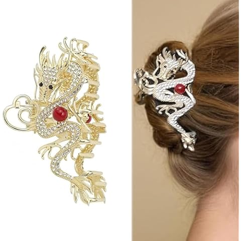 LINYUEARUI Chinese Dragon Rhinestone Pearl Hair Clip Cover