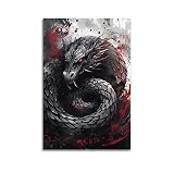 HAYOY Dragon Wall Art Poster, Japanese Style Dragon Painting, Ink Painting Style, Cool Wall Decor Poster Decorative Painting Canvas Wall Art Living Room Posters Bedroom Painting 16x24inch(unframed)
